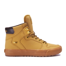 Mens Supra High Top Shoes VAIDER COLD WEATHER Amber Gold/Light Gum | AU-33979